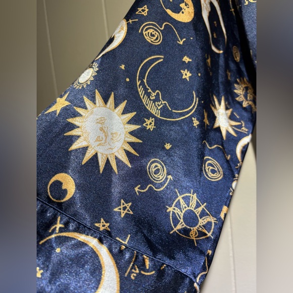 Liz Claiborne Collection navy suns moons celestial print robe large 90’s - Picture 7 of 8